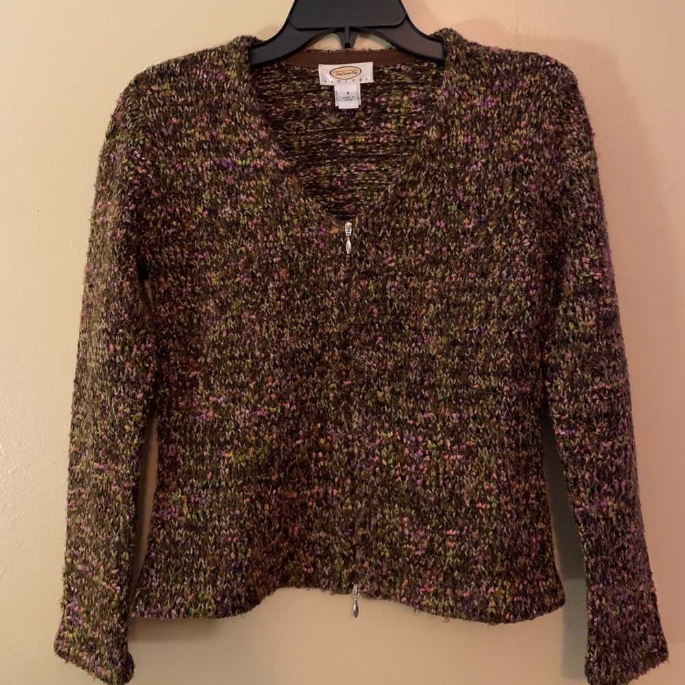 Petite Talbots Multicolor Fall Zip-Up Sweater